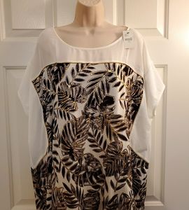 Lane Bryant Plus Size Metallic Palm Leaf Top NEW